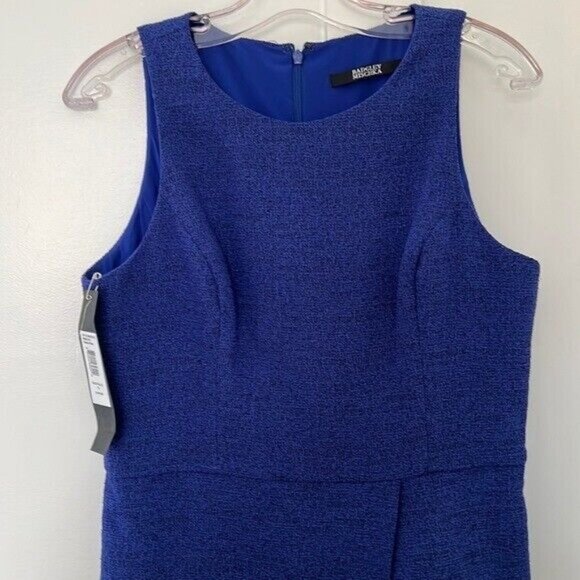NWT BADGLEY MISCHKA Peplum-detail Dress In Electric Blue Size 12 - Picture 2 of 12